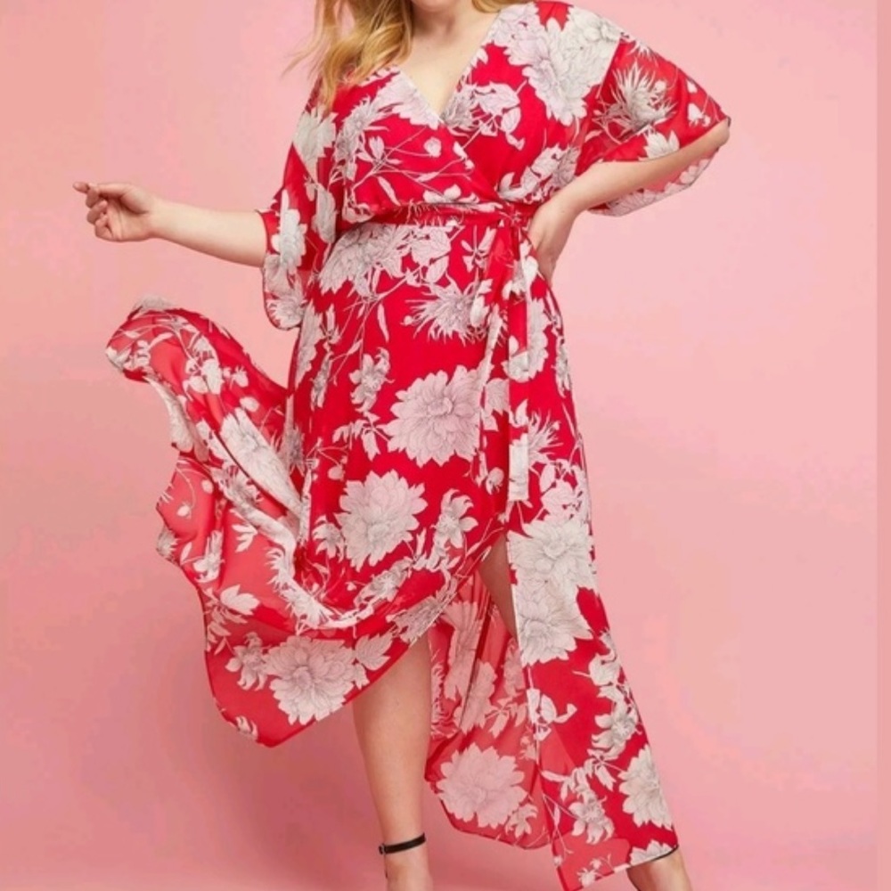 Lane Bryant Faux Wrap Kimono Sleeve Dress 28